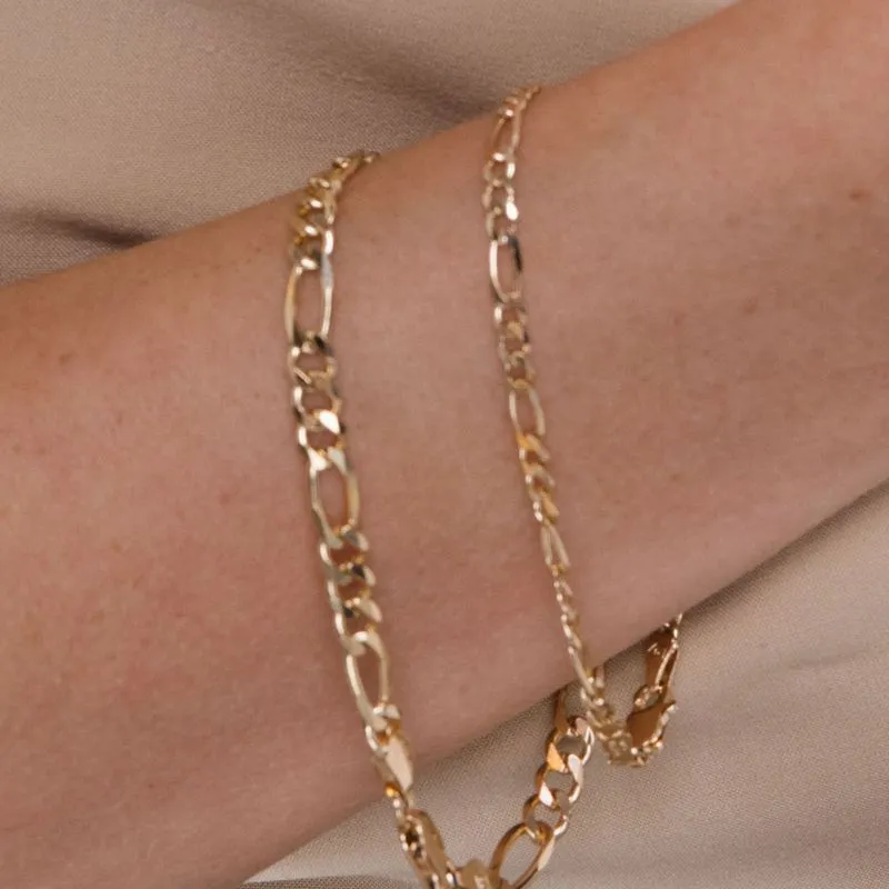 14K Gold Bracelet with Wide Links