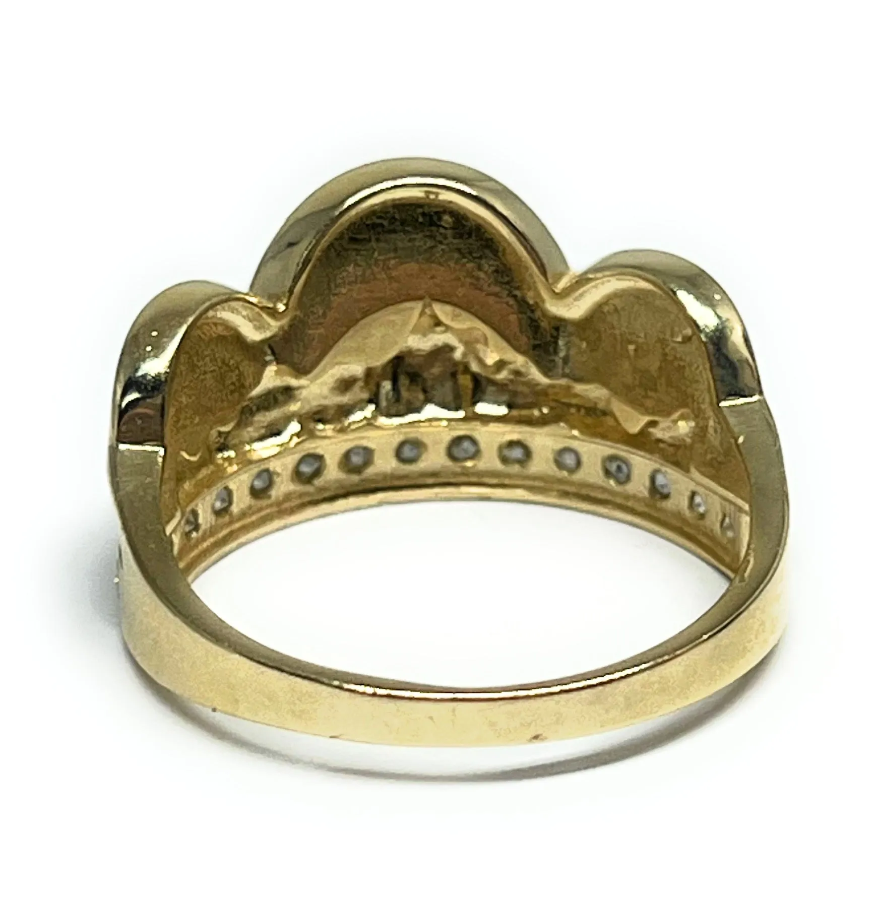 14k SOLID GOLD YELLOW & WHITE GOLD WIDE LAST SUPPER RING (6.9g)