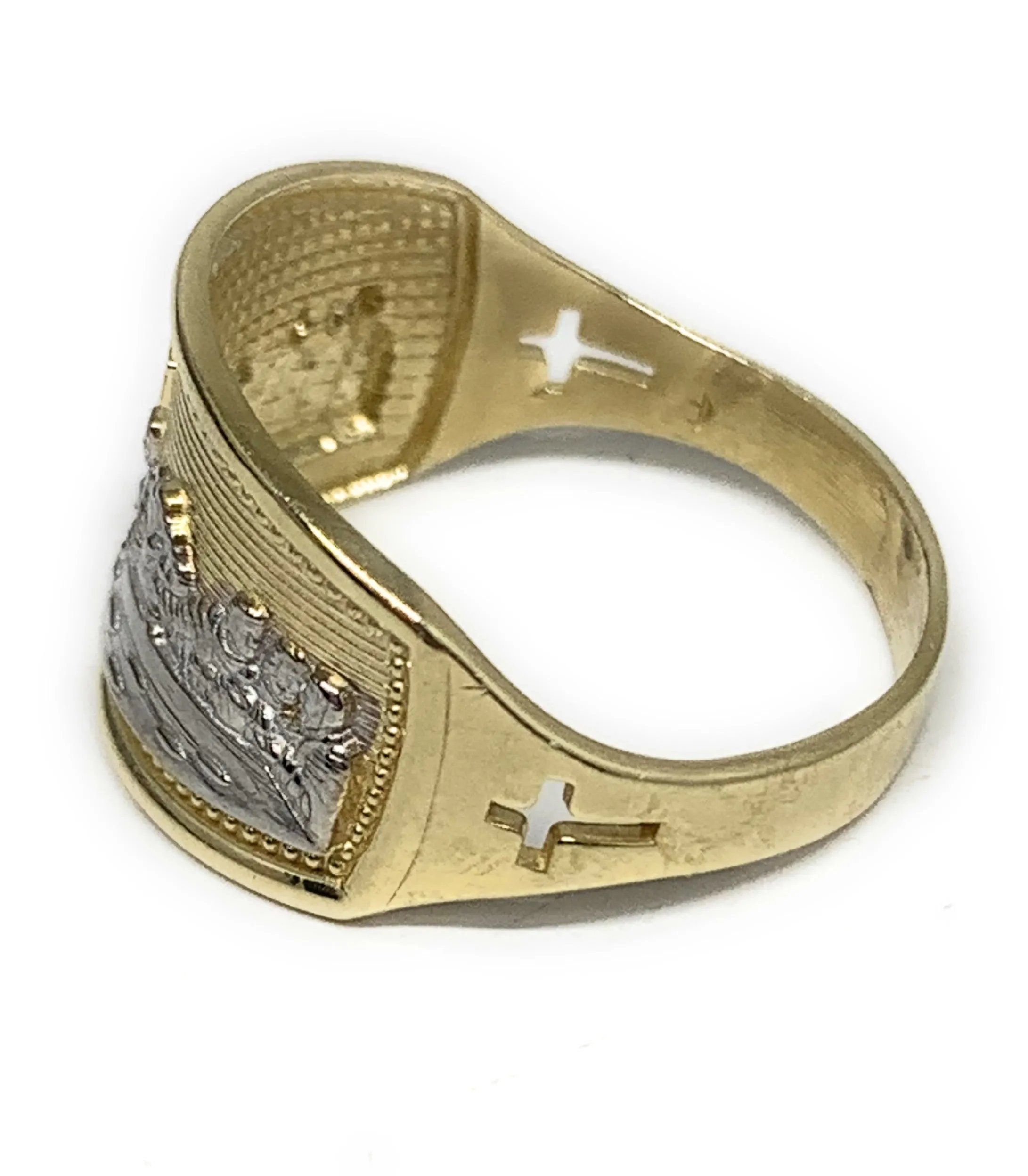 14k Solid Gold Yellow & White Gold Wide Last Supper Ring