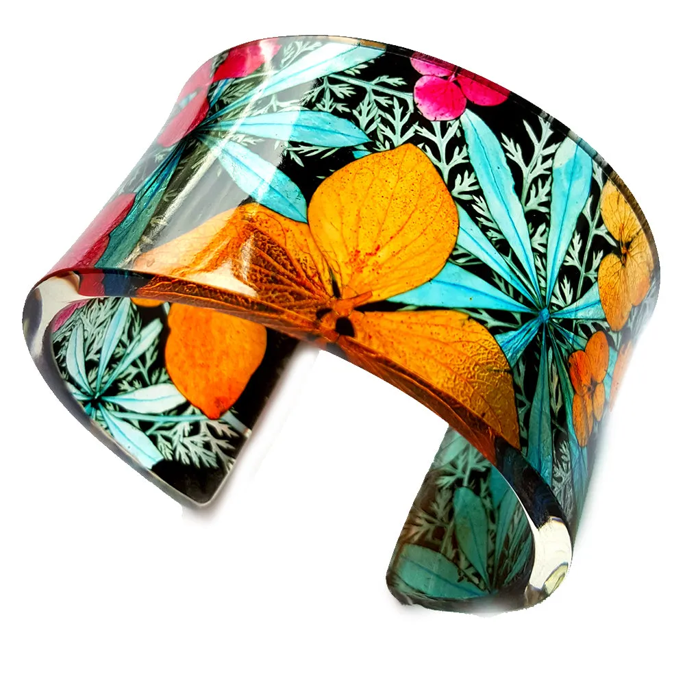 1970's Floral Design | Wide 45 mm Cuff Bracelet