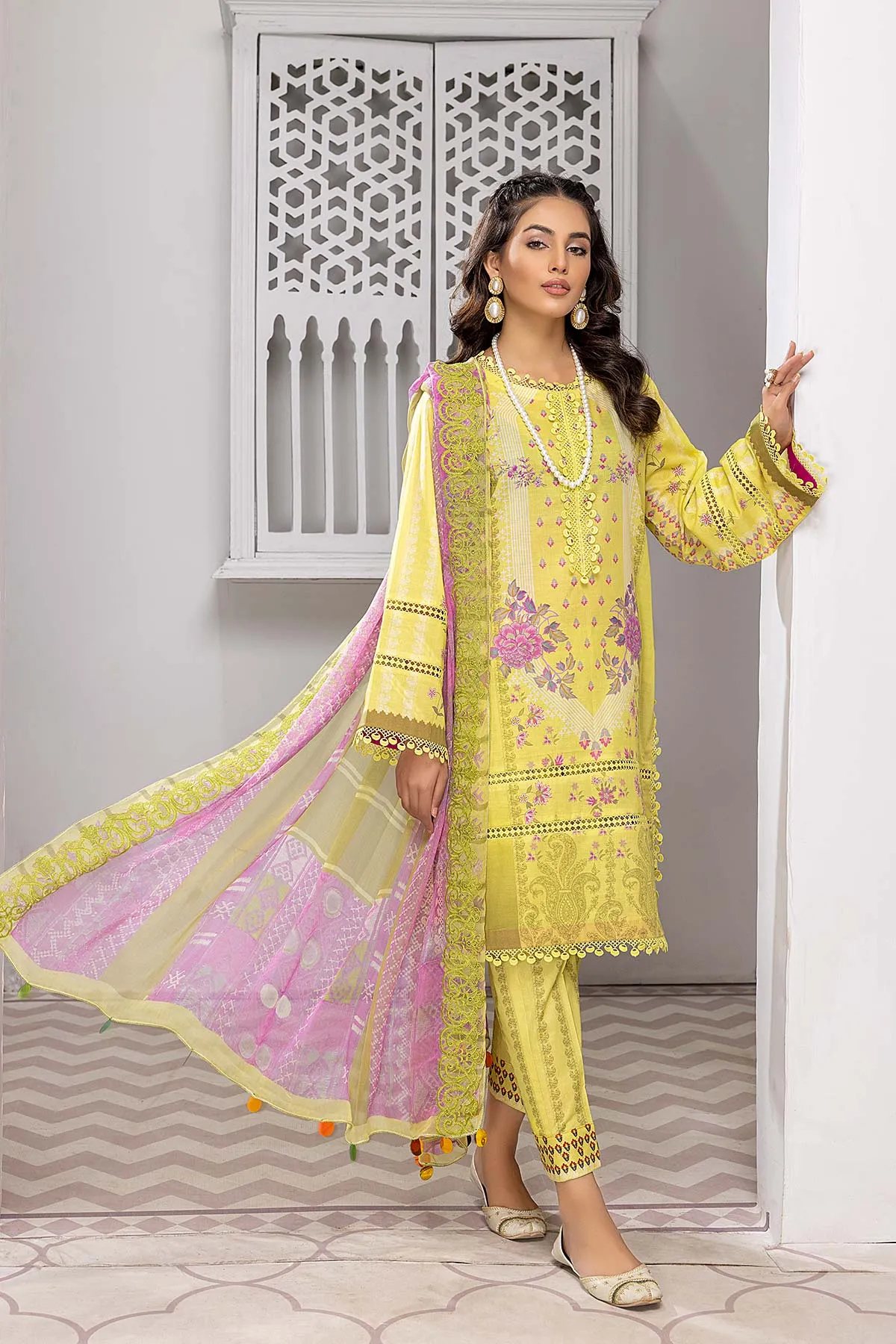 3-Pc Charizma Lawn Printed Suit with Embroidered Dupatta PEC22-60-S