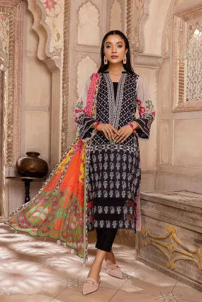 3-Pc Qaus C-Prints Printed Lawn Suit With Chiffon Dupatta QBW22-04-S