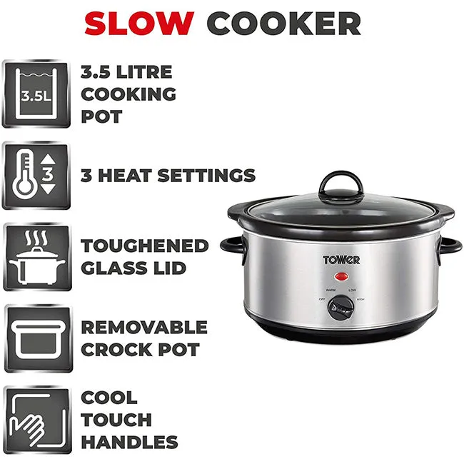 3.5L Slow Cooker Black Handles