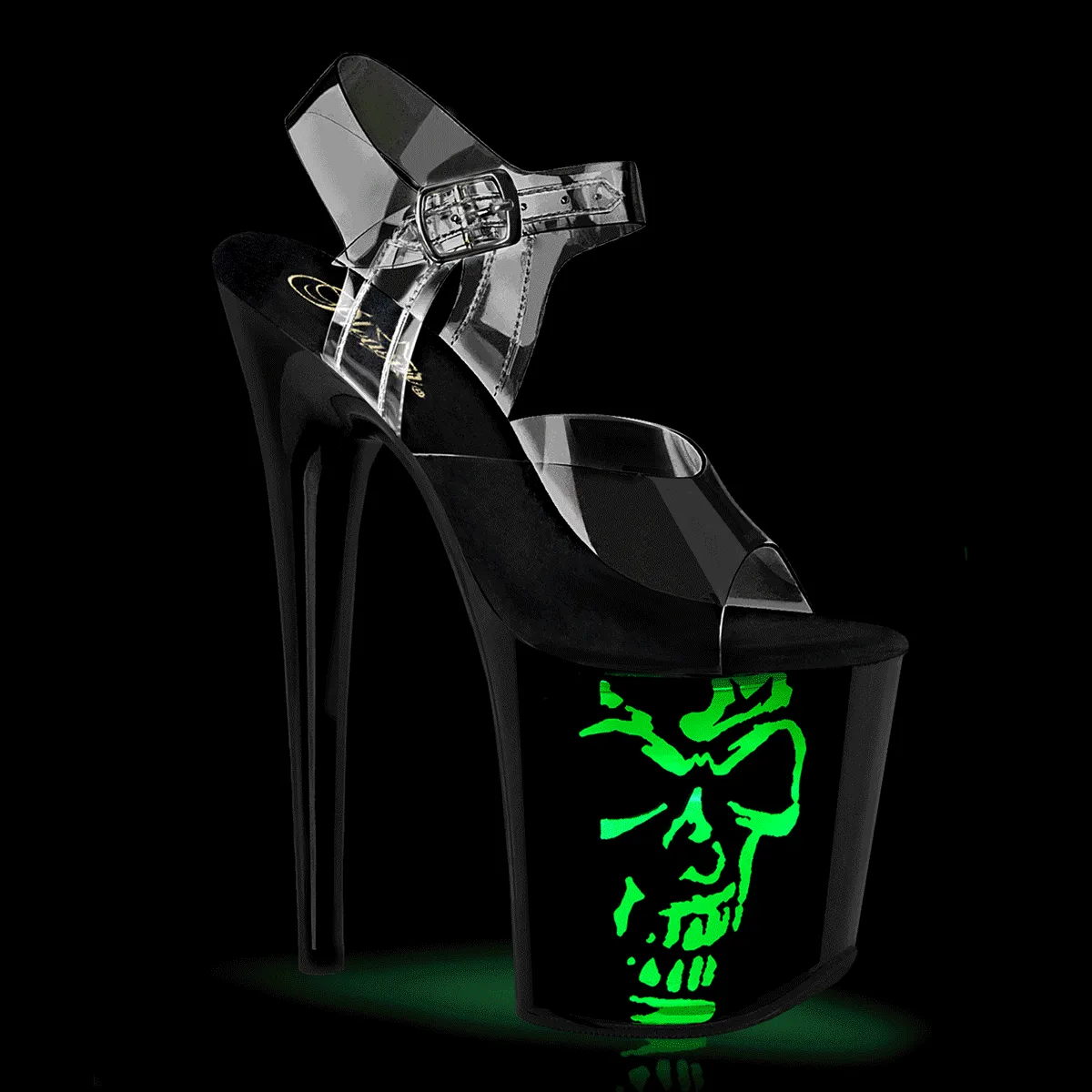 8 Inch Heel FLAMINGO-808NLSK Light-Up Skull