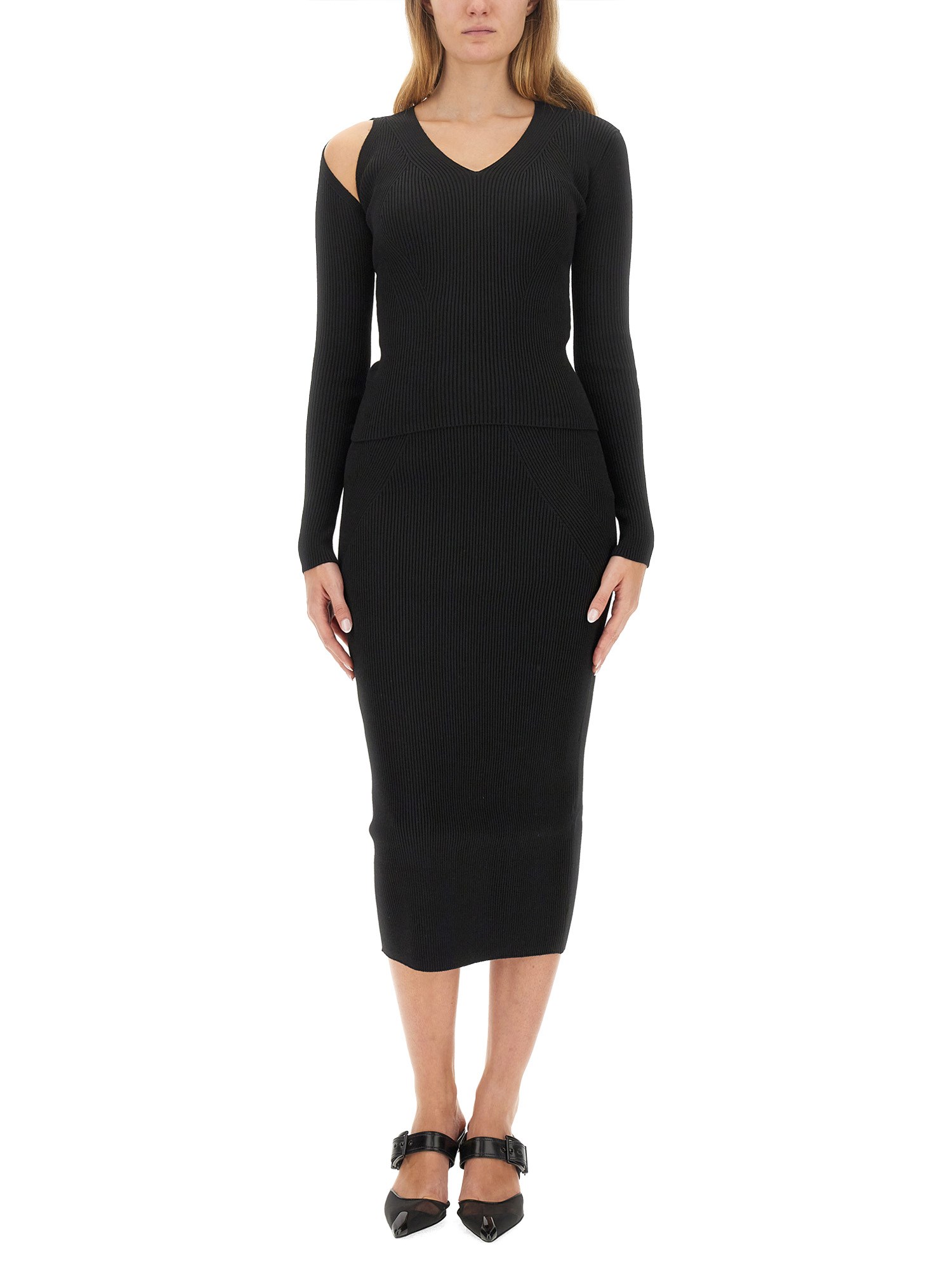 ALEXANDER McQUEEN    RIBBED KNIT PENCIL SKIRT