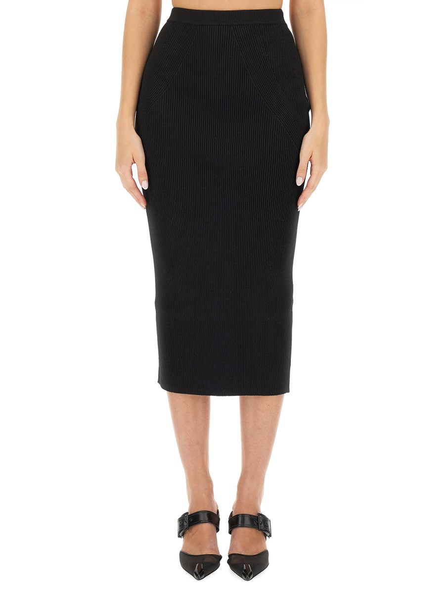 ALEXANDER McQUEEN    RIBBED KNIT PENCIL SKIRT