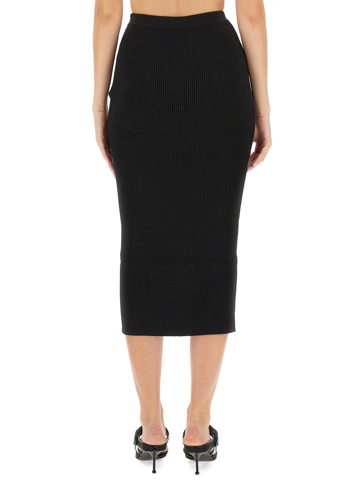 ALEXANDER McQUEEN    RIBBED KNIT PENCIL SKIRT