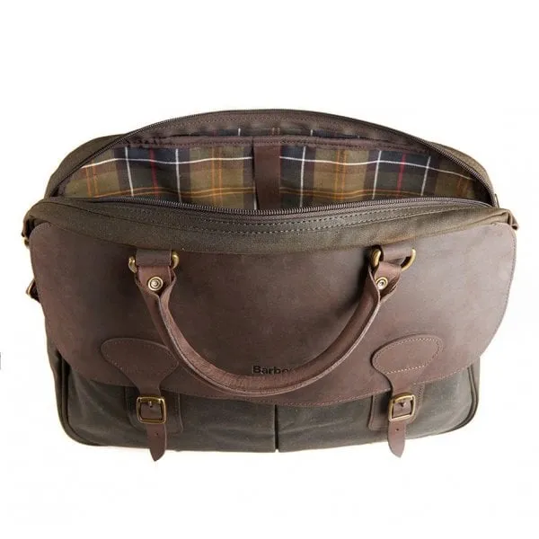 Barbour Mens Wax Leather Briefcase in Olive