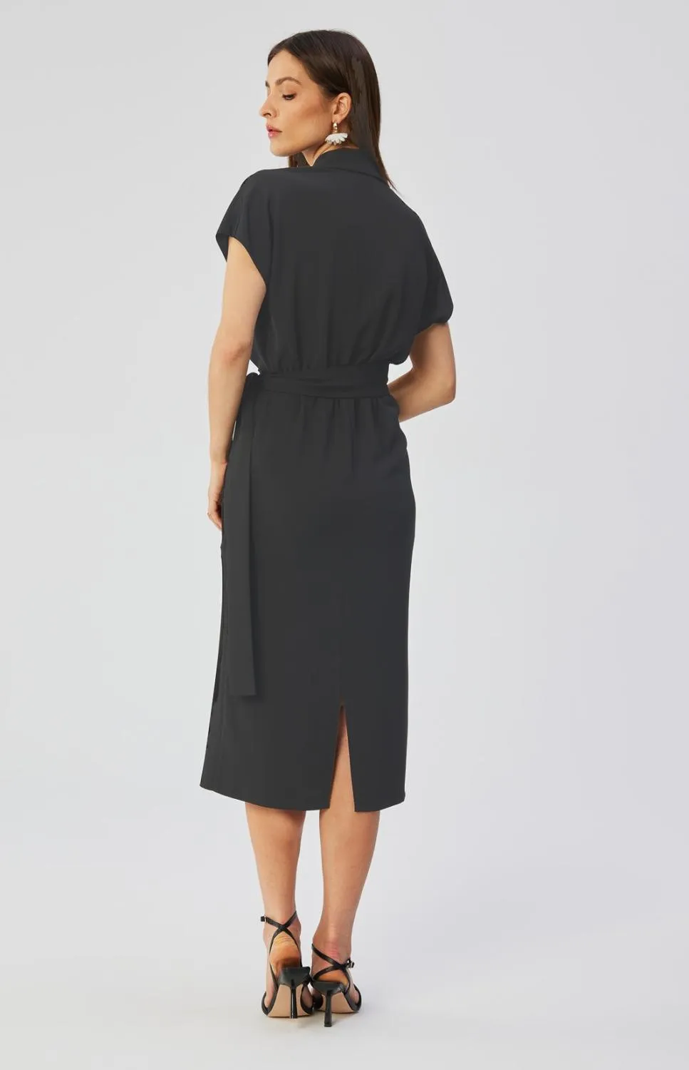 Black straight dress with wrap bodice