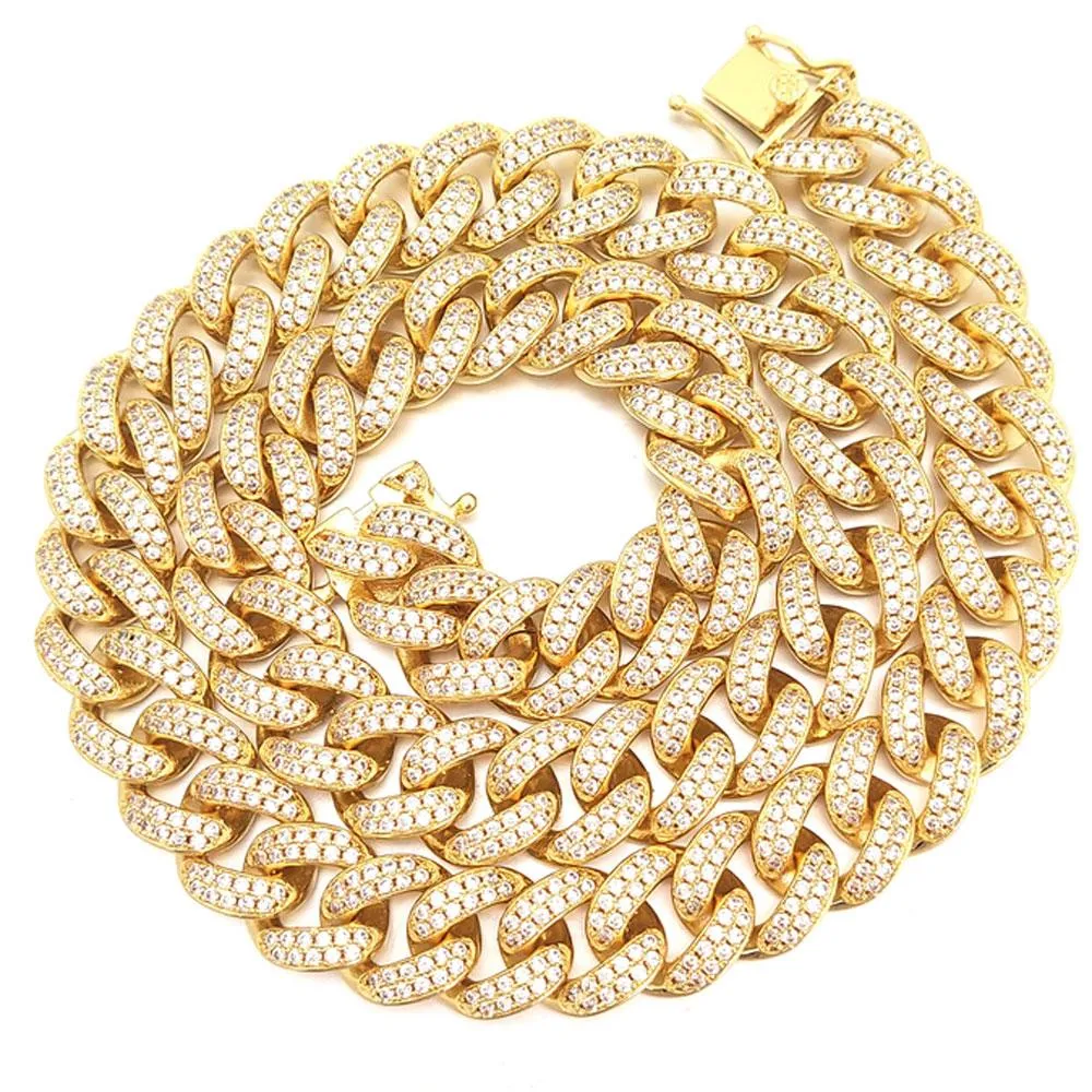 Bling Bling Cuban Chain 12MM Wide  White / Yellow Gold