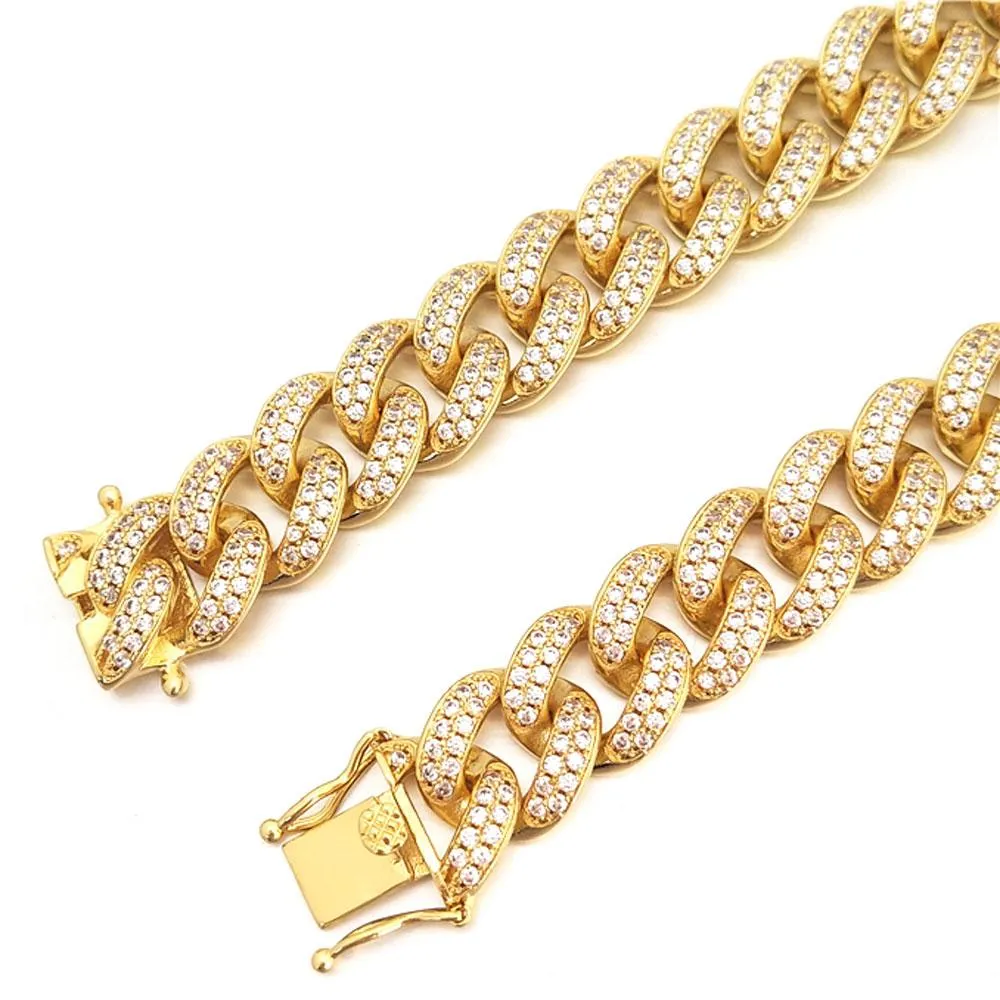 Bling Bling Cuban Chain 12MM Wide  White / Yellow Gold