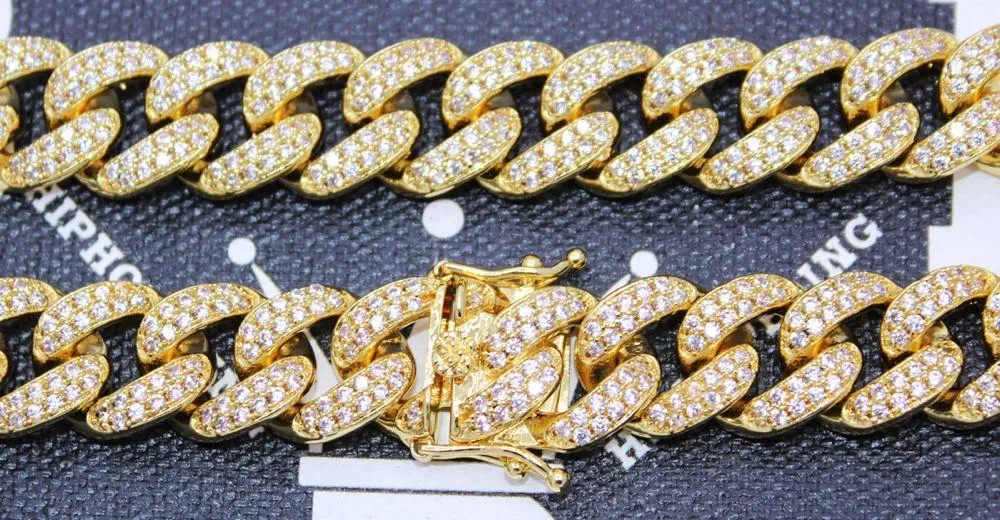 Bling Bling Cuban Chain 12MM Wide  White / Yellow Gold