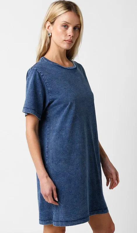 Blue Acid Wash T-Shirt Dress