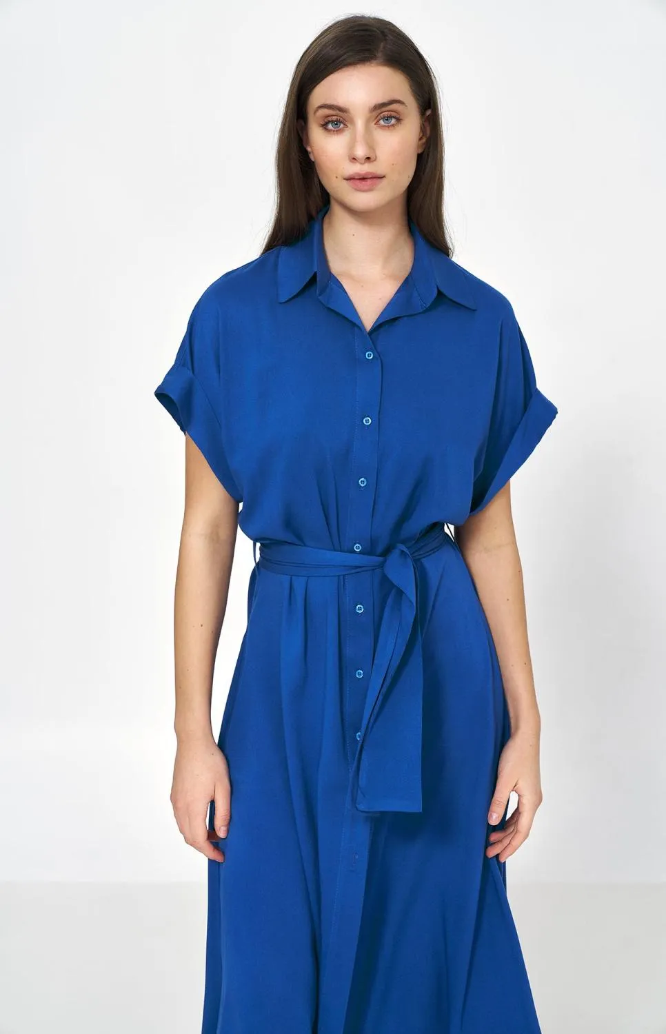 Blue long shirt dress