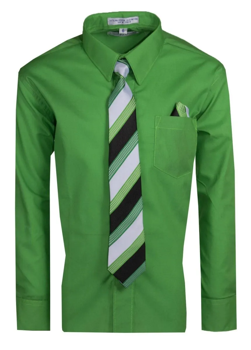 Boy's Colored Dress Shirts with Designer Tie and Pocket Square