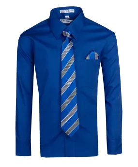 Boy's Colored Dress Shirts with Designer Tie and Pocket Square