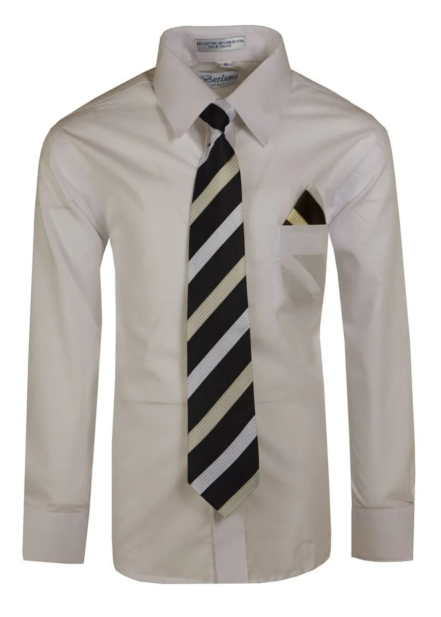 Boy's Colored Dress Shirts with Designer Tie and Pocket Square