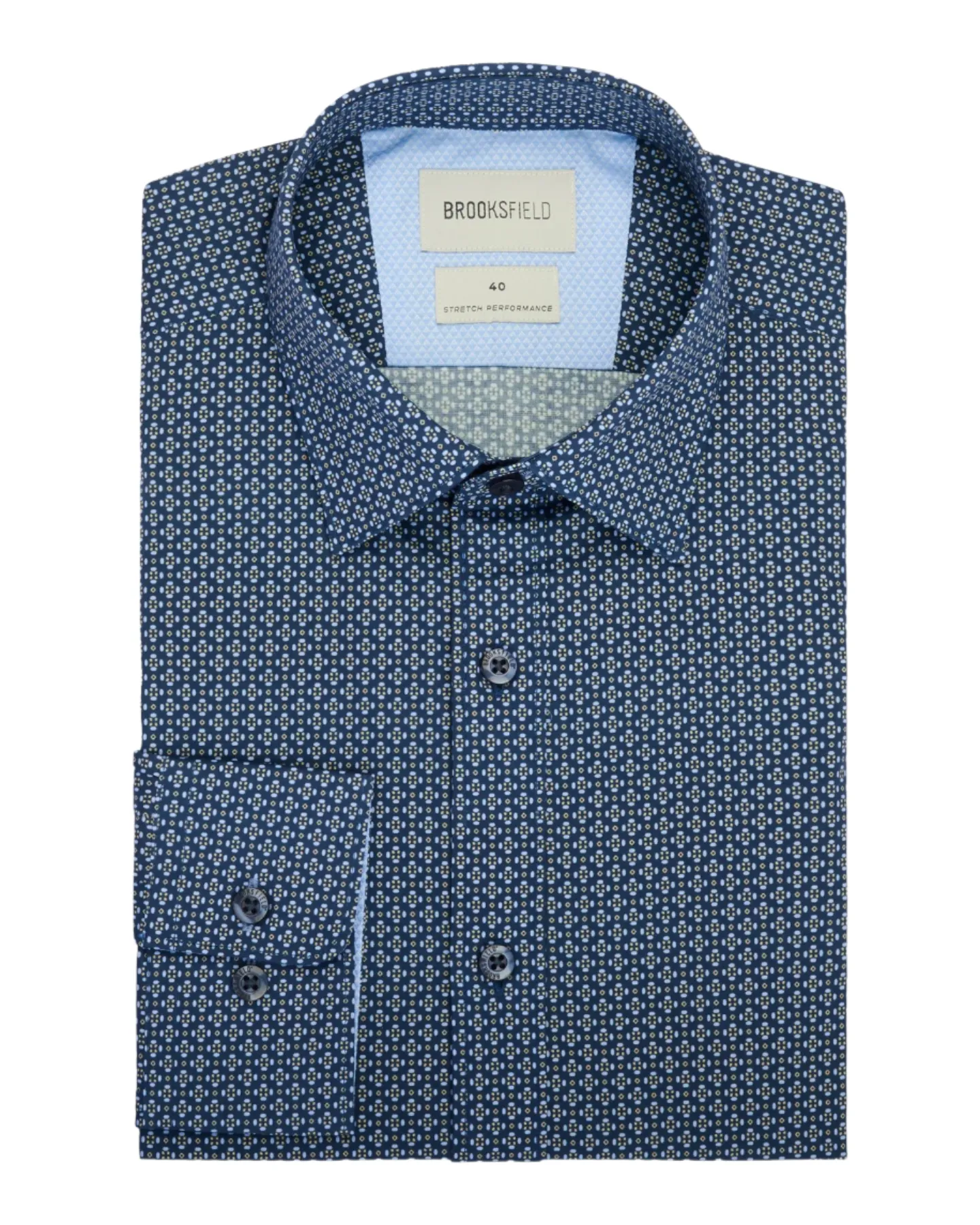 Brooksfield - Tone Geo Print Shirt - Navy Microprint Pattern