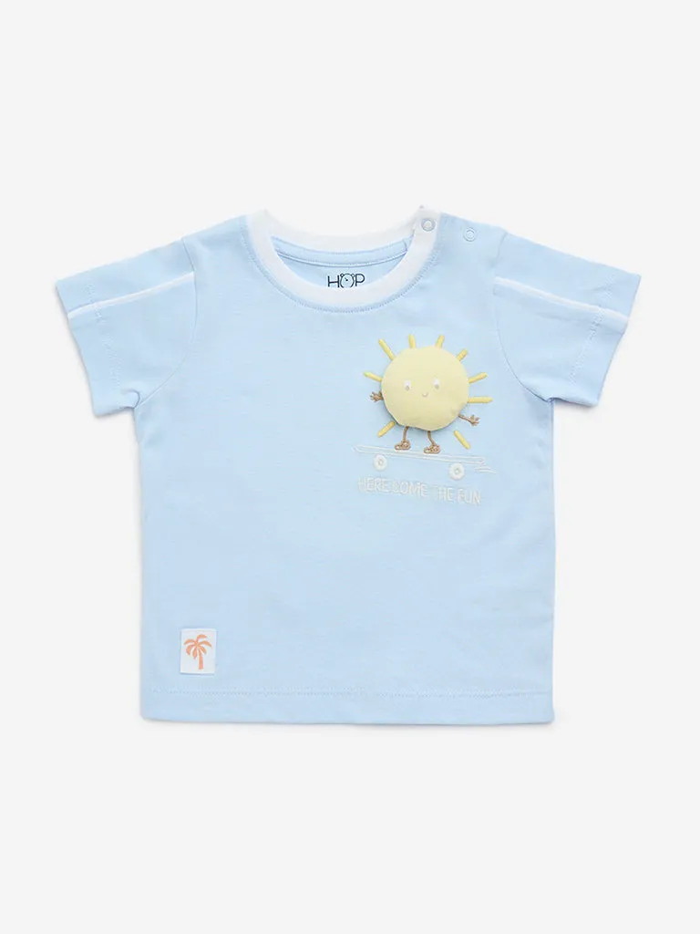 Buy HOP Baby Blue Applique-Detailed Cotton T-Shirt from Westside