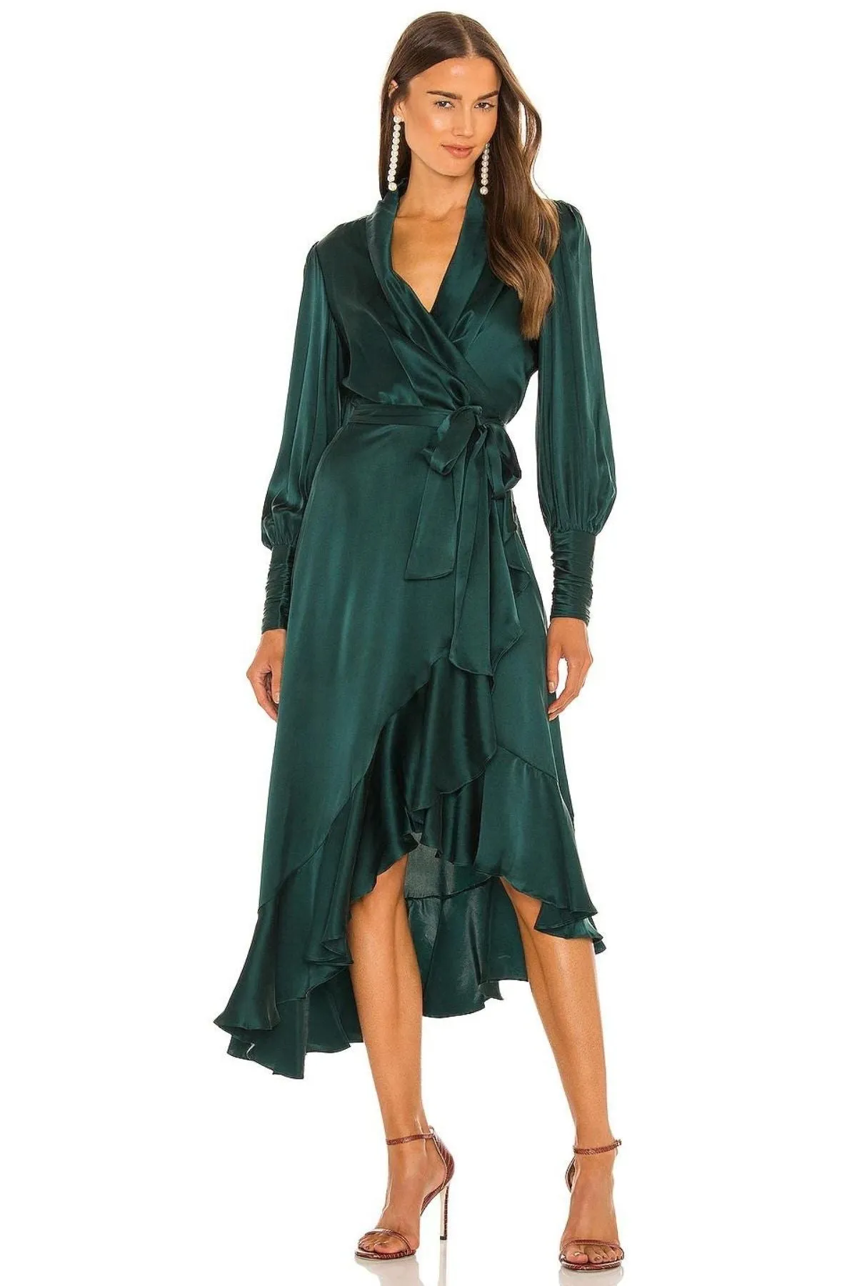 BUY IT ZIMMERMANN Silk Wrap Midi Dress (Jade Green)