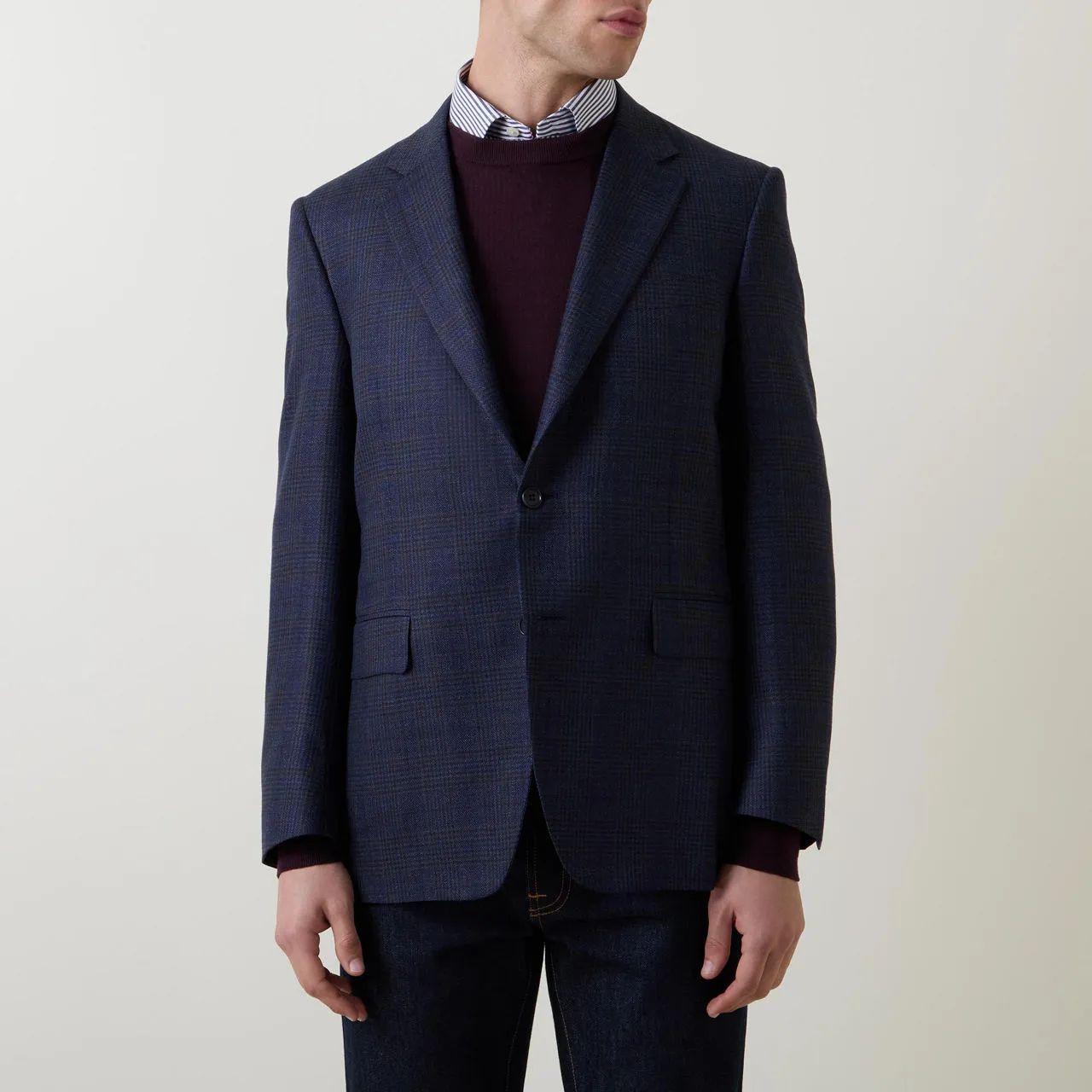 CANALI Single-Breasted Check Suit Jacket - Grey