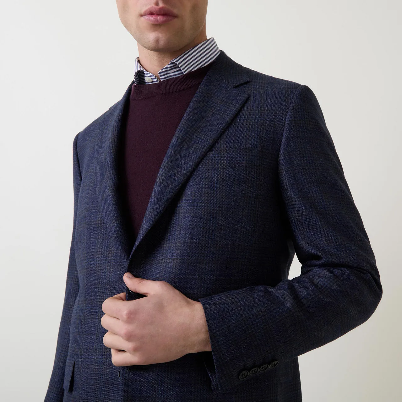 CANALI Single-Breasted Check Suit Jacket - Grey