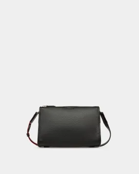 Code Small Messenger Bag in Black Grained Leather 