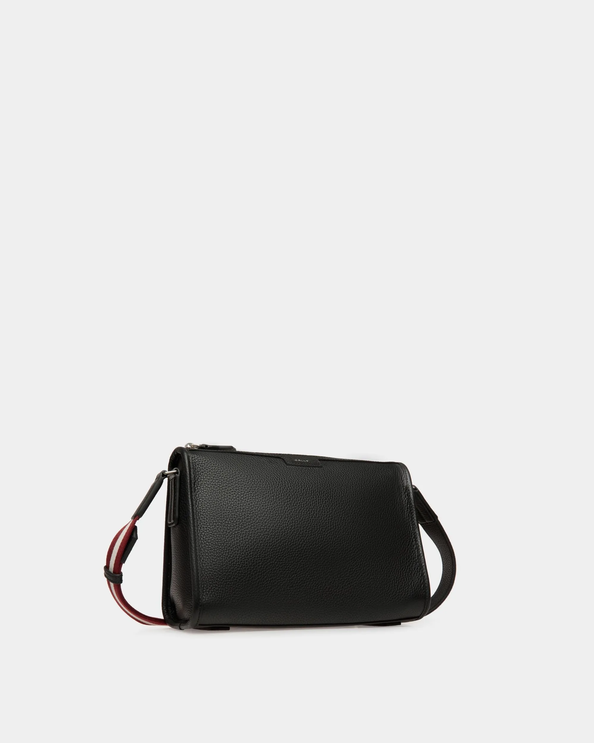 Code Small Messenger Bag in Black Grained Leather 