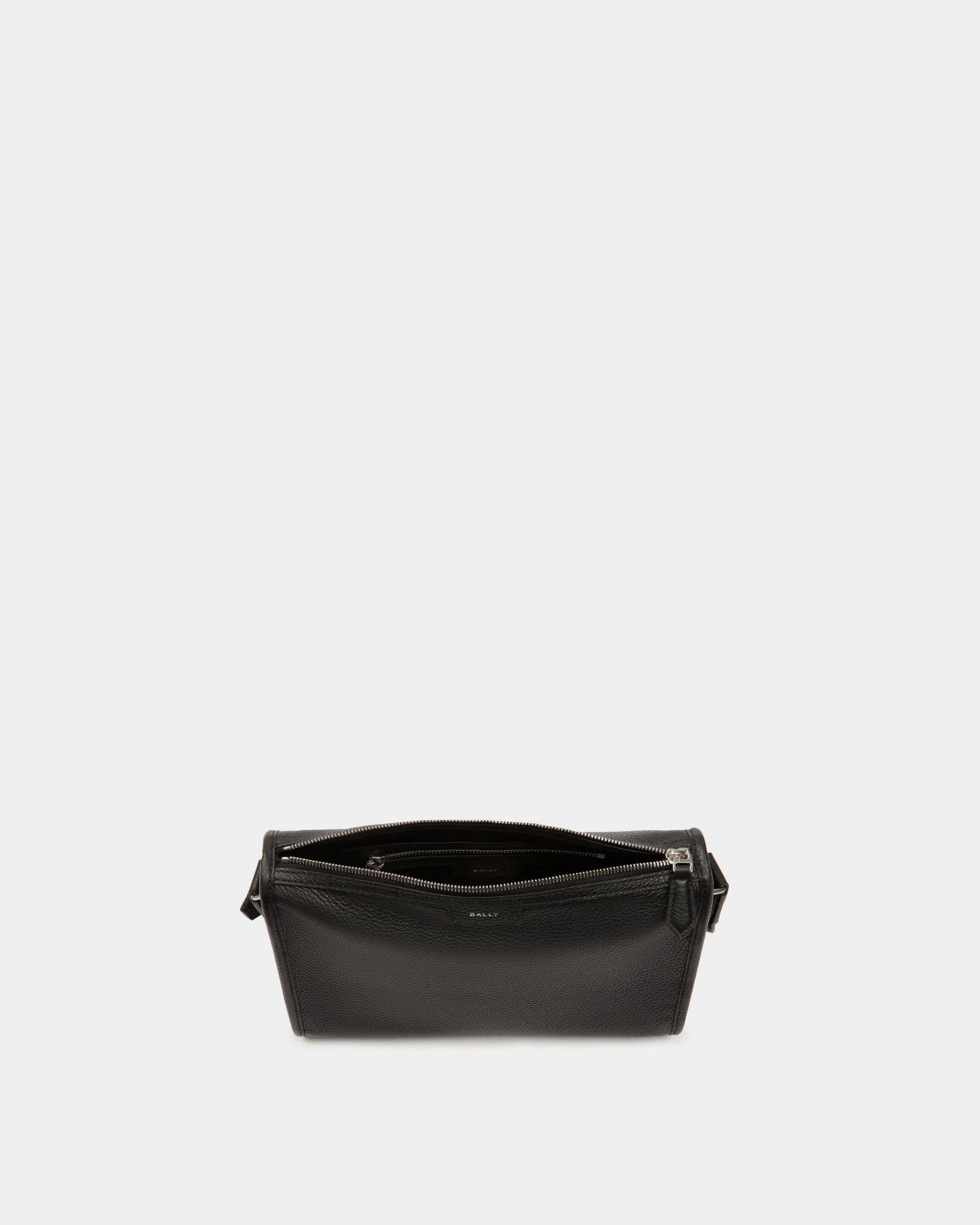 Code Small Messenger Bag in Black Grained Leather 