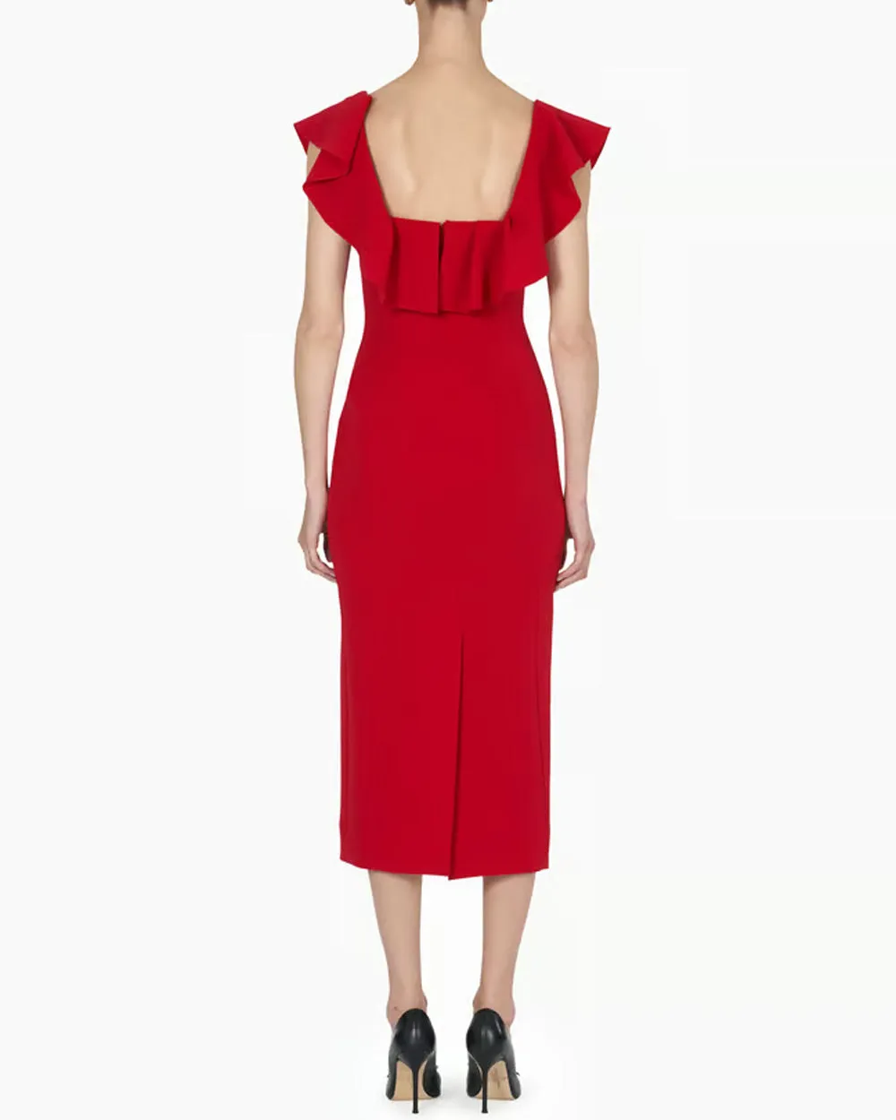 Crimson Short Sleeve Pencil Midi Dress