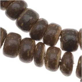 Dark Brown Wood Coconut Shell Rondelle Beads - 5x3mm - 16 Inch Strand