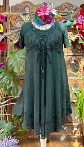 DEEP GREEN CLAUDINE PLUS SIZE TUNIC / DRESS (S8M)