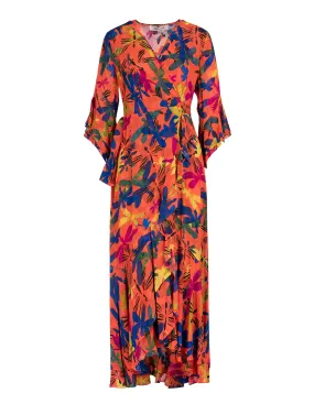 Diane Von Furstenberg Jean Miami Libellule Print Ruffled Wrap Dress