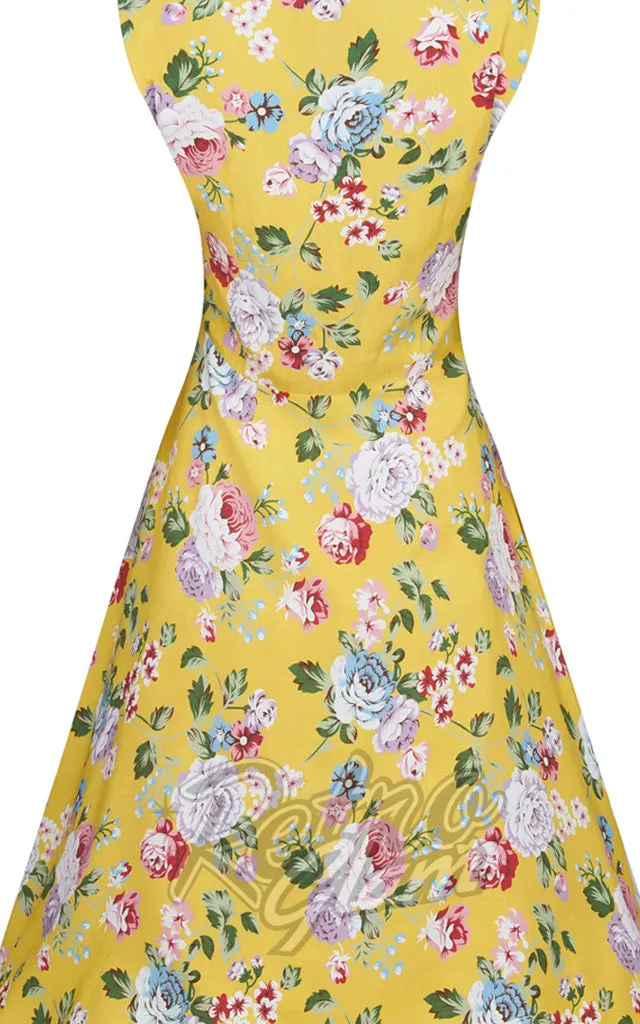 Dolly and Dotty Poppy Shirt Dress in Yellow Floral - XL left only