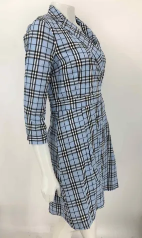 DUFFIELD LANE Lt Blue Black & White Plaid Longsleeve Size MEDIUM (M) Dress