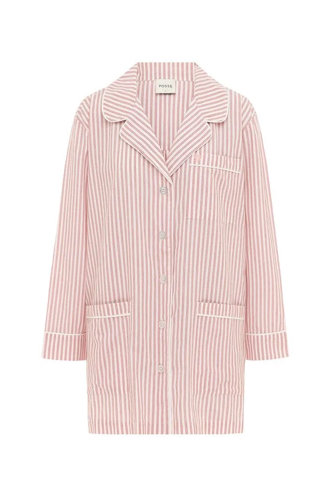 EDIE SHIRT DRESS - STRAWBERRY STRIPE