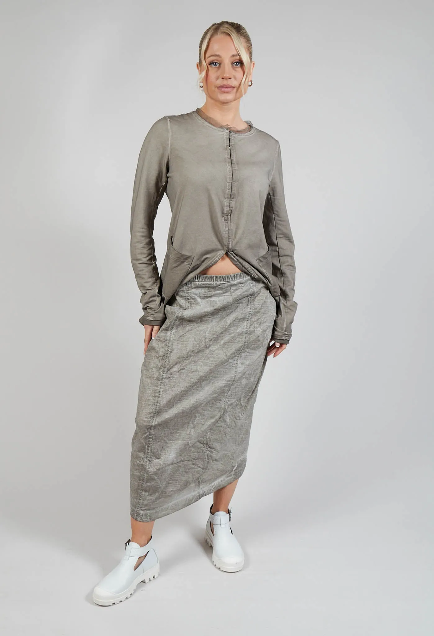 Elasticated Pencil Skirt in Hay Cloud