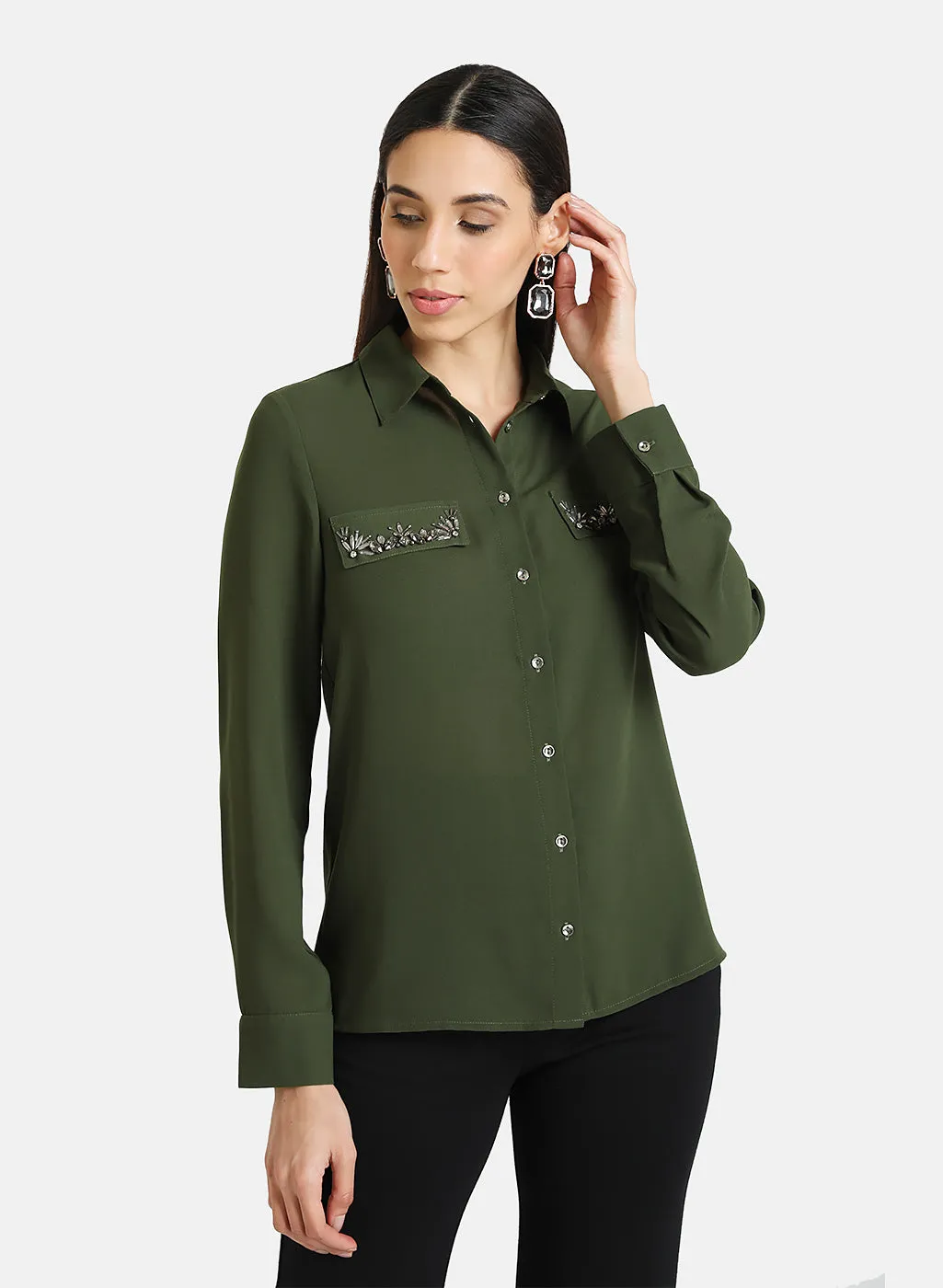 Embellished Pocket Flap Shirt