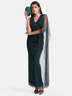 Embellished Wrap Maxi Dress With Drape