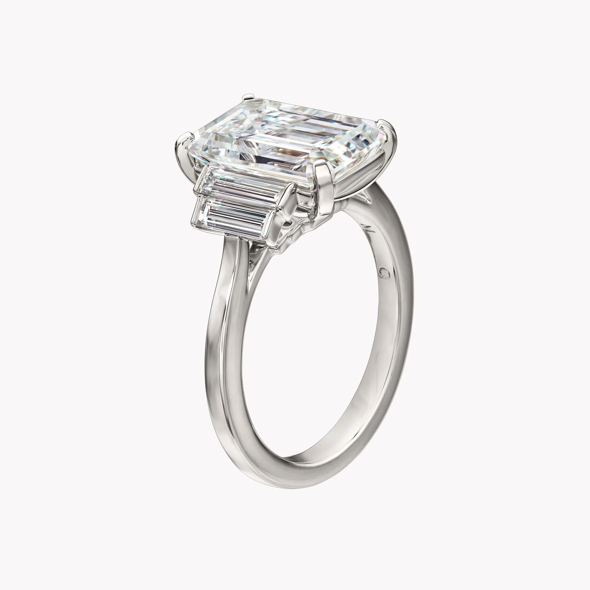 Emerald Cut Engagement Ring with Side Step Baguettes