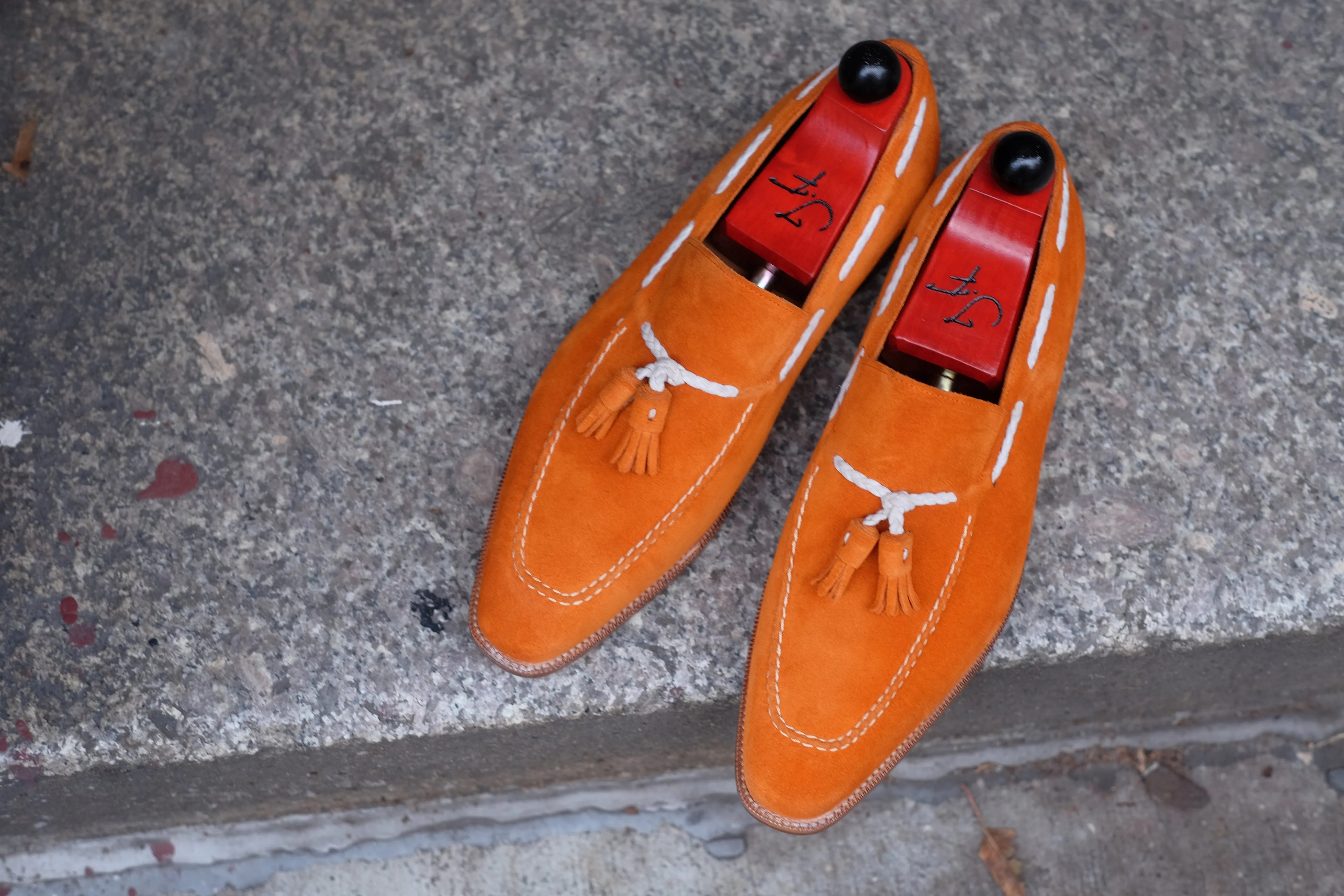 Eskapa - MTO - Orange Suede / Natural Stitching - LPB Last - Single Leather Sole