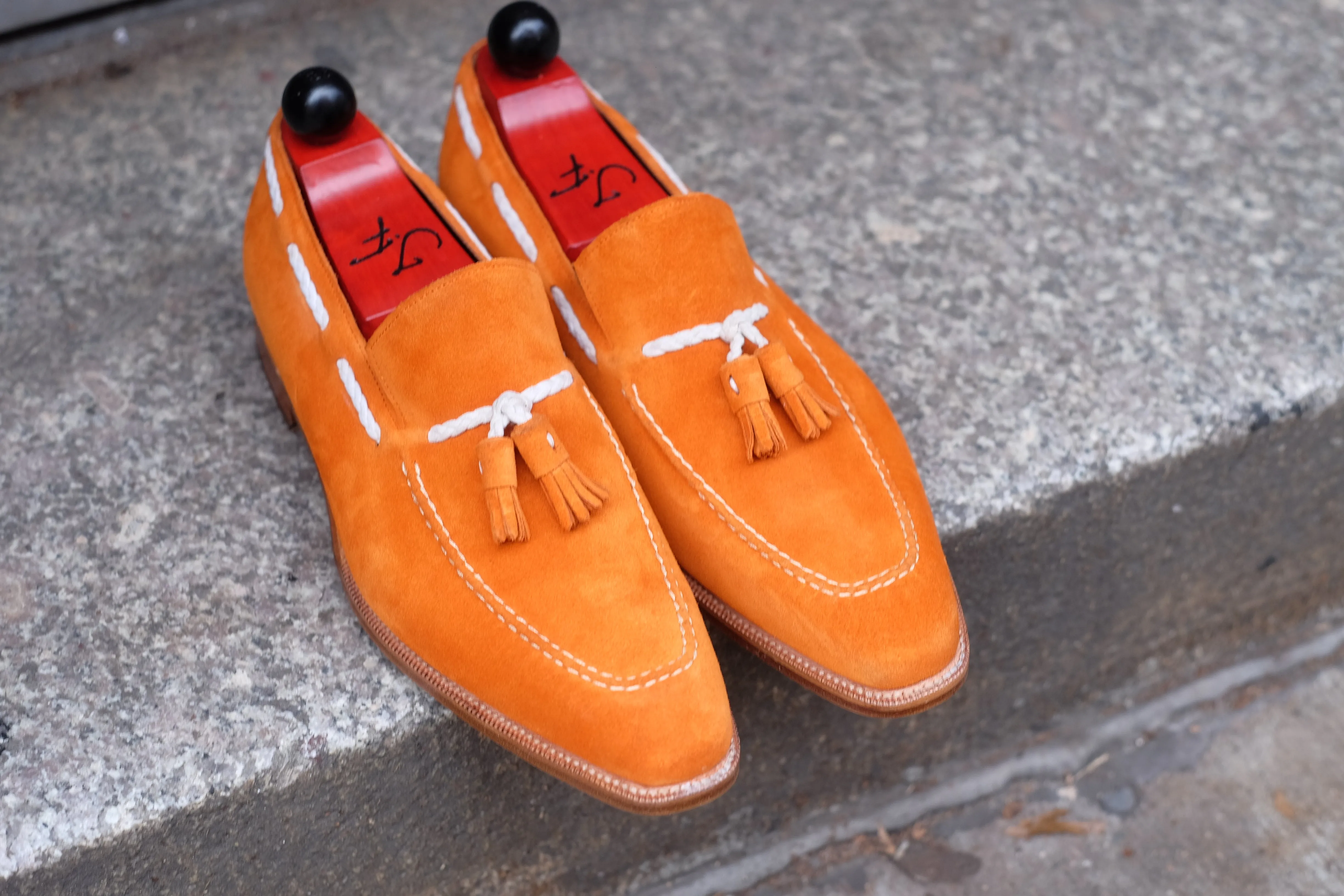 Eskapa - MTO - Orange Suede / Natural Stitching - LPB Last - Single Leather Sole