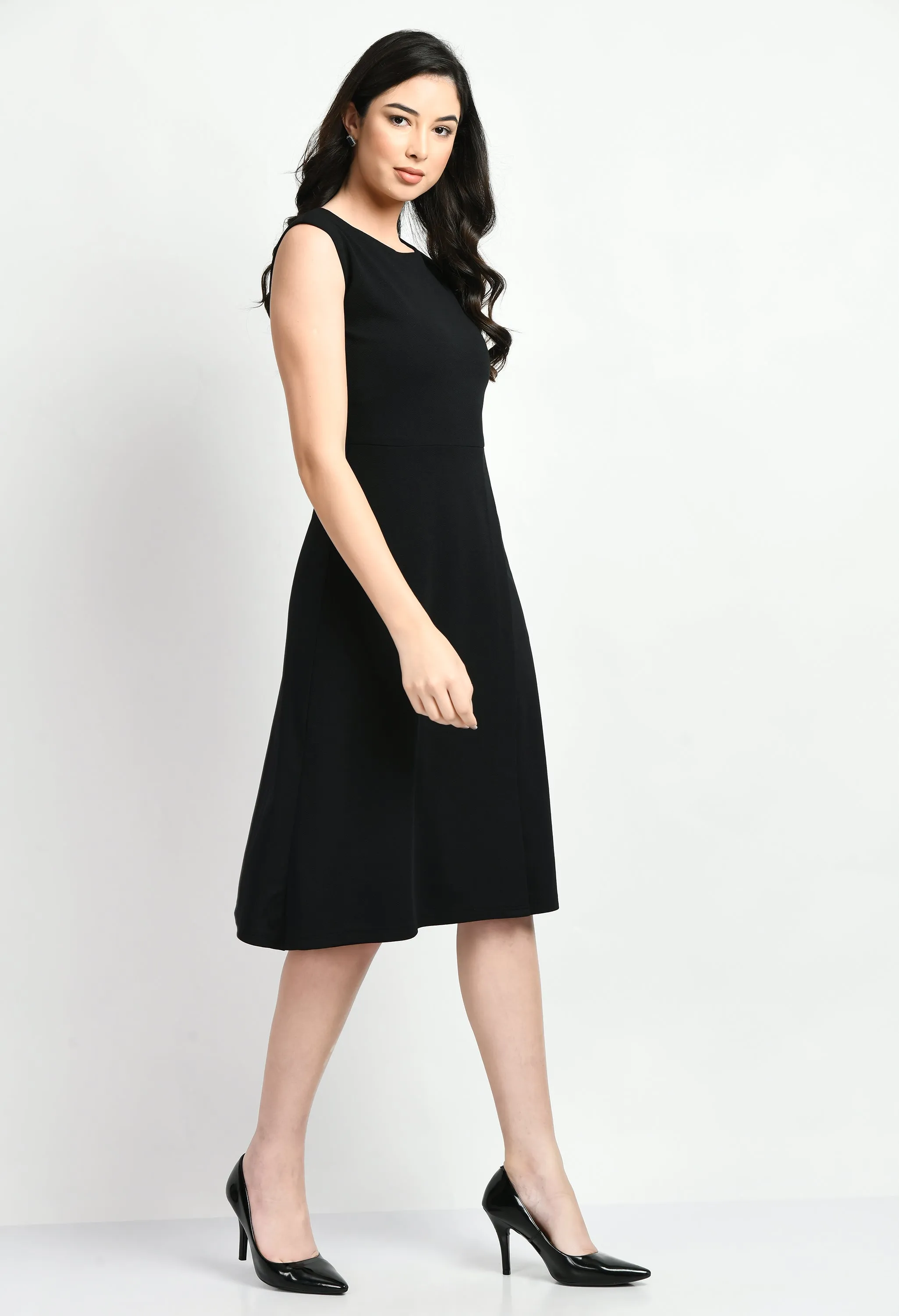 Exude Pride A-line Wrap Dress (Black)