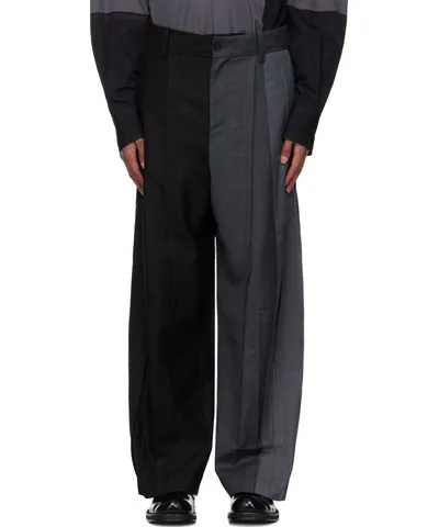 Feng Chen Wang Black & Gray Pleated Tailored Trousers