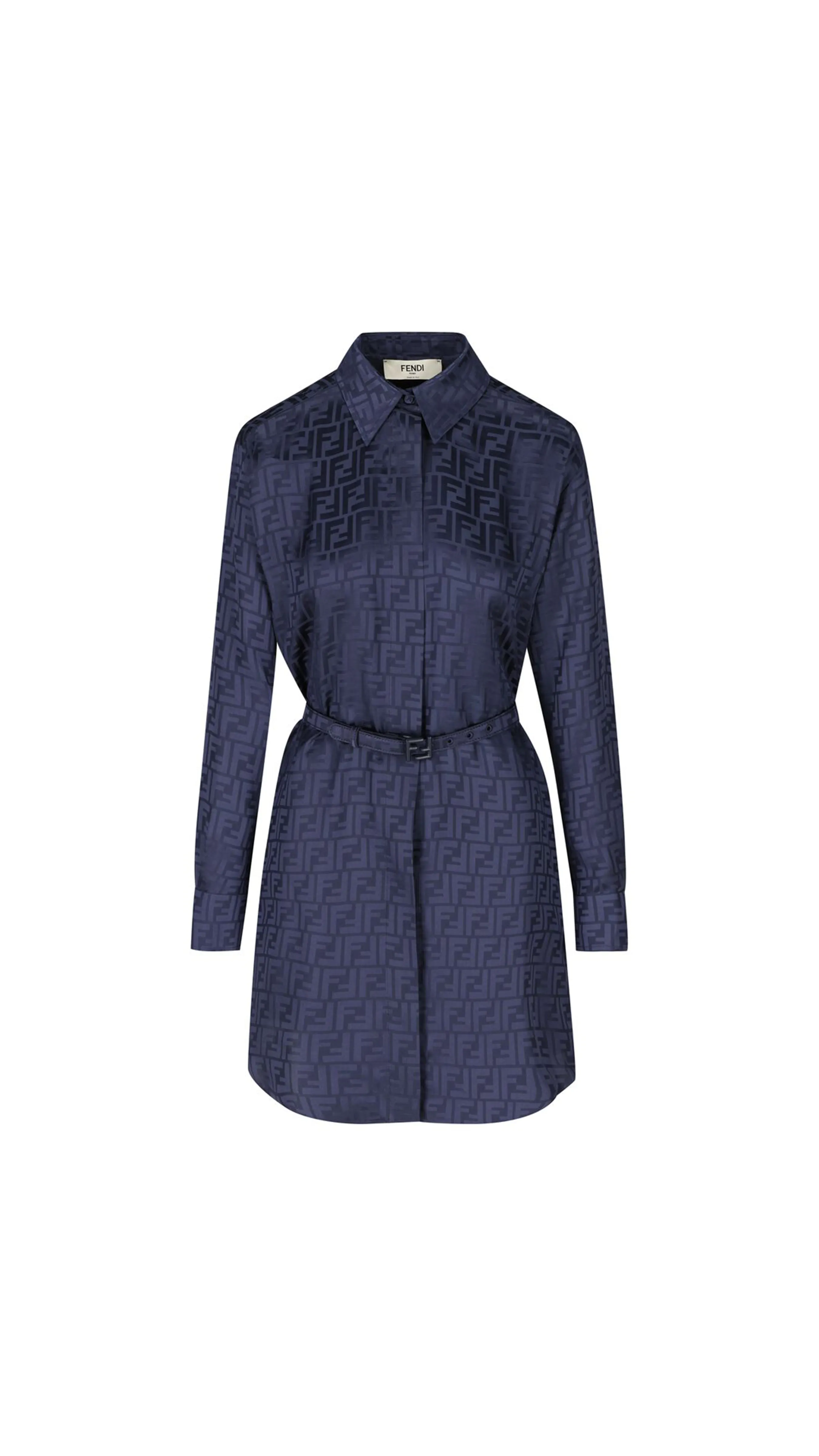 FF Silk Shirt Dress - Blue