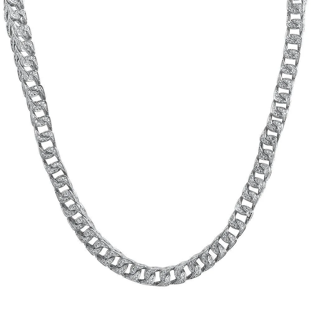 Franco CZ 8MM Wide Bling Bling Chain