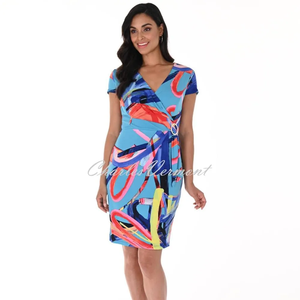 Frank Lyman Multi-Coloured Print Dress With Wrap Neckline - Style 246134