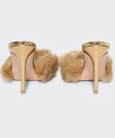 Gianvito Rossi Jenny Shearling Heels Desert Mekong