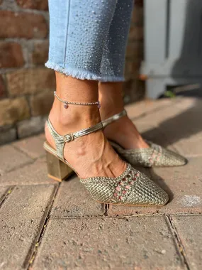 Gold Woven Heels