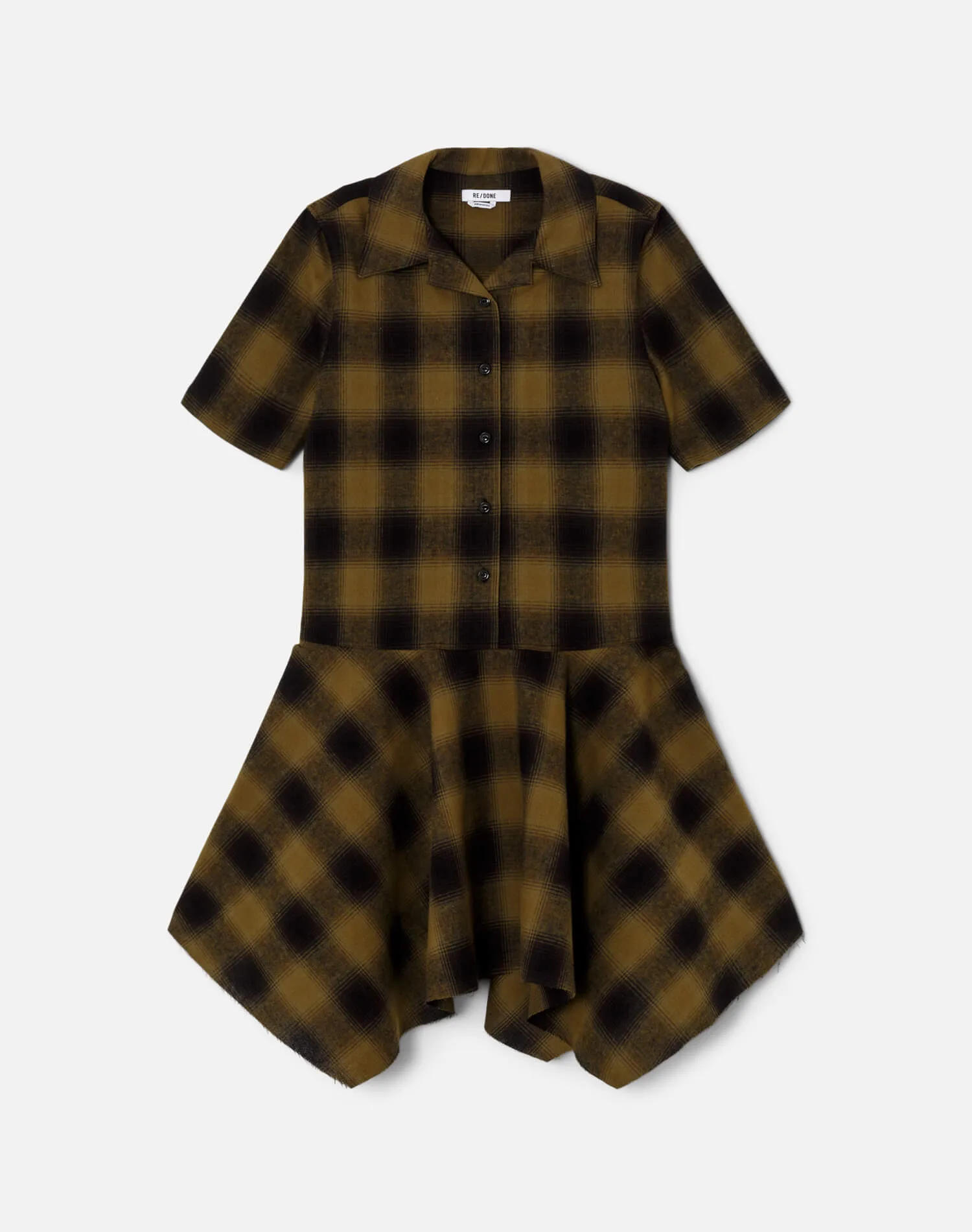 Handkerchief Shirt Dress - Green Shadow Plaid